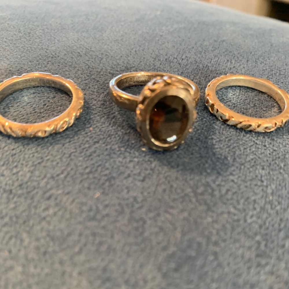 Stackable Smokey Quartz Sterling Silver Ring - image 1